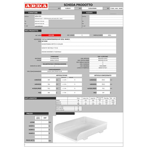 Portacorrispondenza ARDA Mydesk polipropilene infrangibile bianco 33,5x25,4x7 cm - 85510B